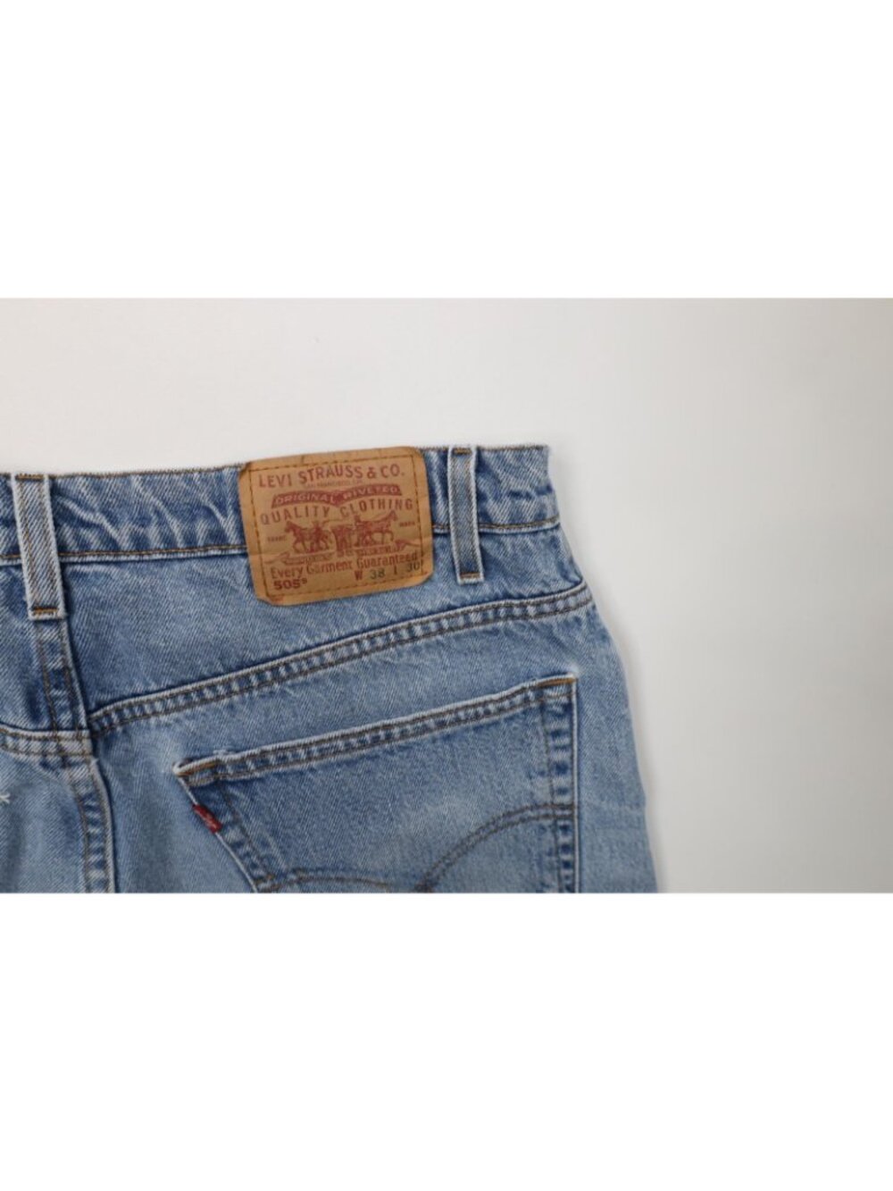 Vintage 90s Levis 505 Mens 38x30 Distressed Regular Fit Straight Leg Denim Jeans - Picture 16 of 16
